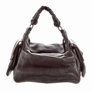 Bottega Veneta Intercciato trimmed Dark Brown Braided-Handle Shoulder Bag